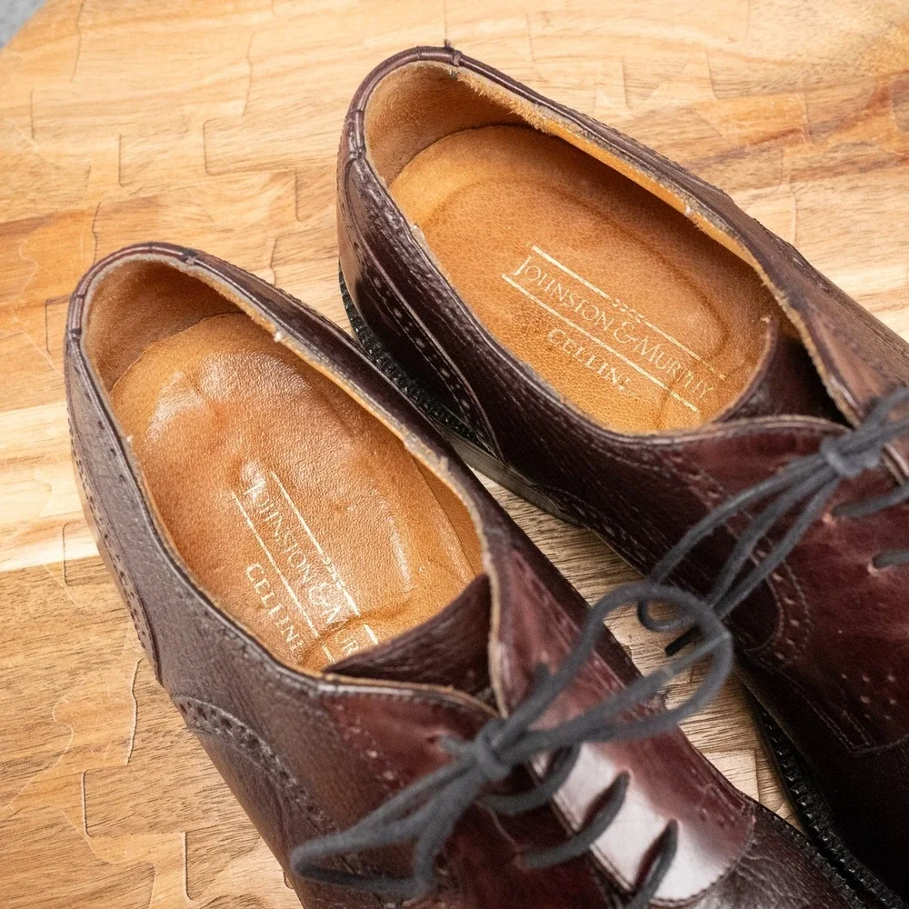 Johnston & Murphy Cellini Oxblood Cap Toe Oxfords Italy Brogues | 10.5 M